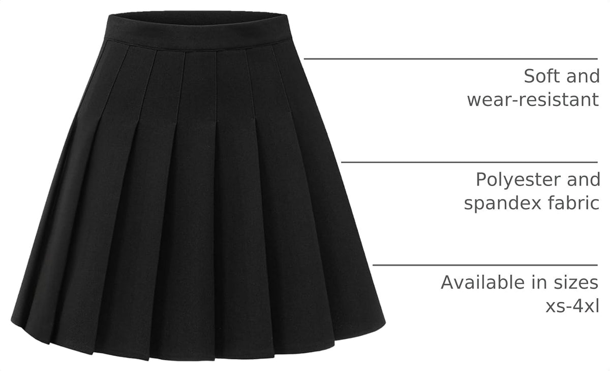 Shestellar Women's High-Waisted Pleated A-Line Mini Tennis Skater Skirt