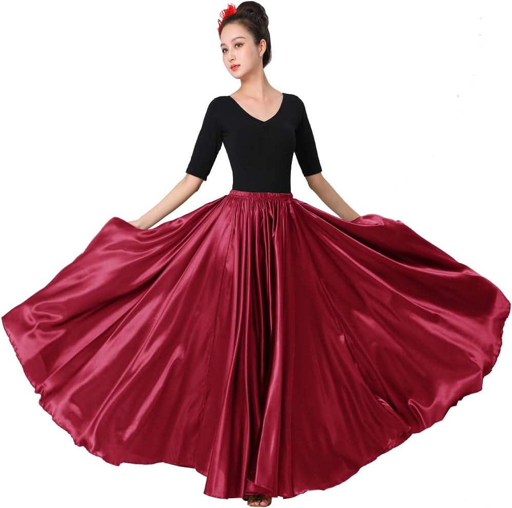Womens Full Flowy Ankle Length Retro Long Maxi Tea Dance Skirt