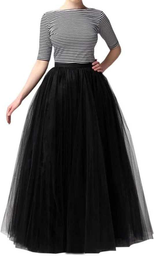 WDPL Wedding Planning A-line Maxi Long Tulle Skirt for Women Foor Length Evening Party Skirts