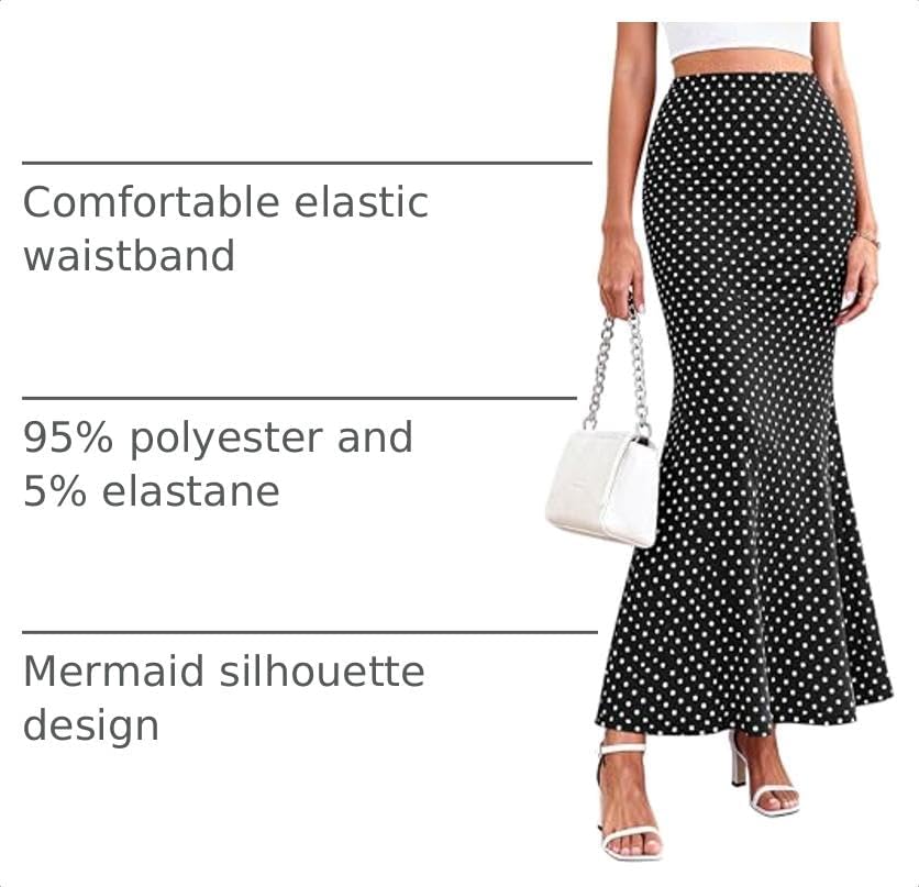PRETTYGARDEN Women's Maxi Skirt 2026 Summer Flowy Polka Dot Floral High Waisted Mermaid Office Work Spring Long Slip Skirts