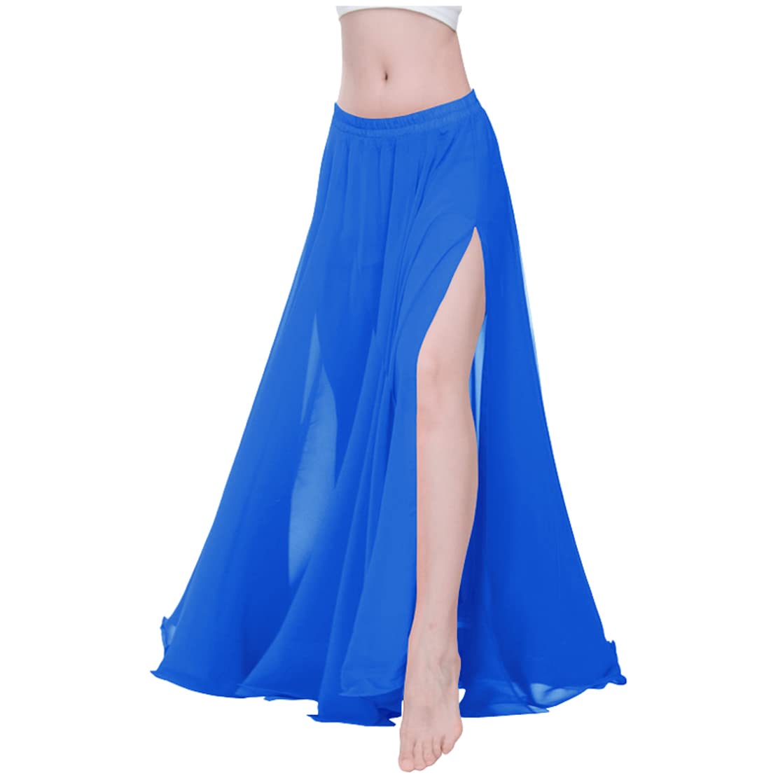 Indian Trendy Women Full/Ankle Length 2 Slide Slit Skirt Maxi Chiffon Long Petal