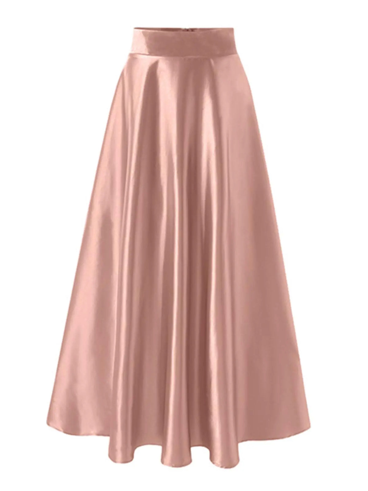 Women's Solid Satin High Waist Fitted Flare Skirt, Trendy Flirty Skirt, Flared Skirts, Elegant Fashion A Line Maxi Skirt for Party Dating Wear, Ladies Bottoms for All Seasons, Womenswear