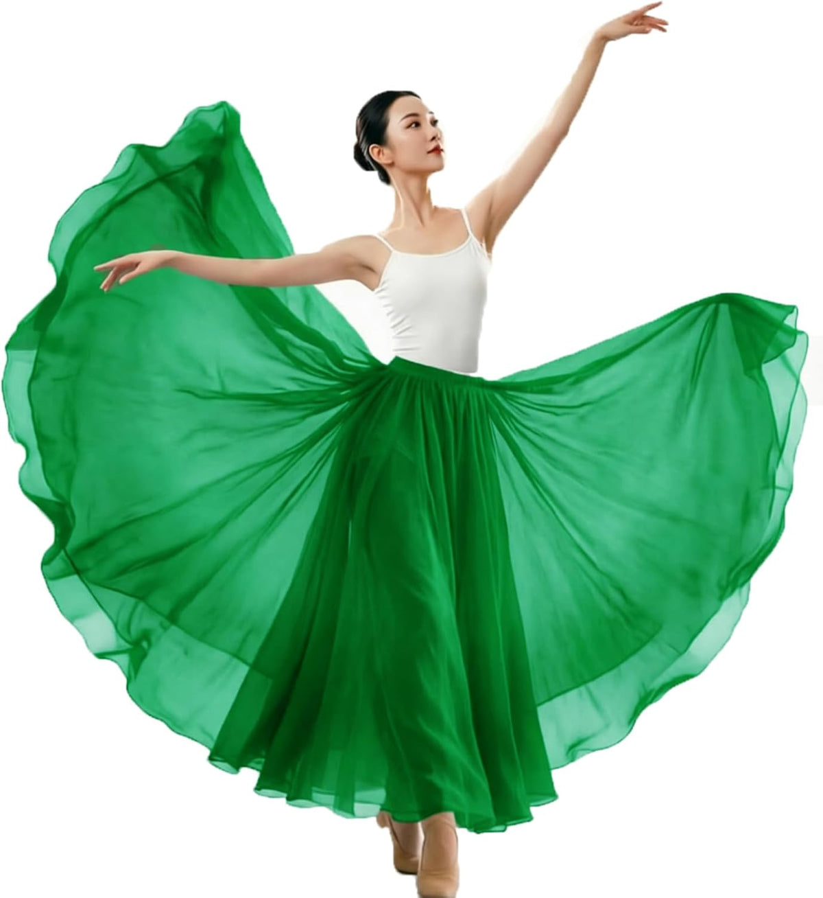 Women's Lyrical Dance Skirt Gradient Color Chiffon Long Swing Sheer Wrap Skirts for Modern Ballet Performance