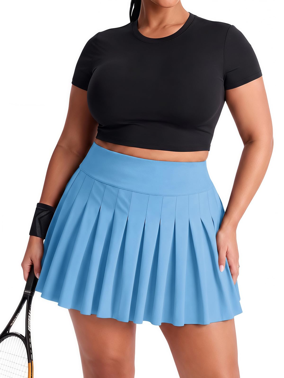 Moon Wood Women's Plus Size Pleated Tennis Skirt with Shorts High Waisted Lightweight Athletic Golf Skorts Workout Skirts