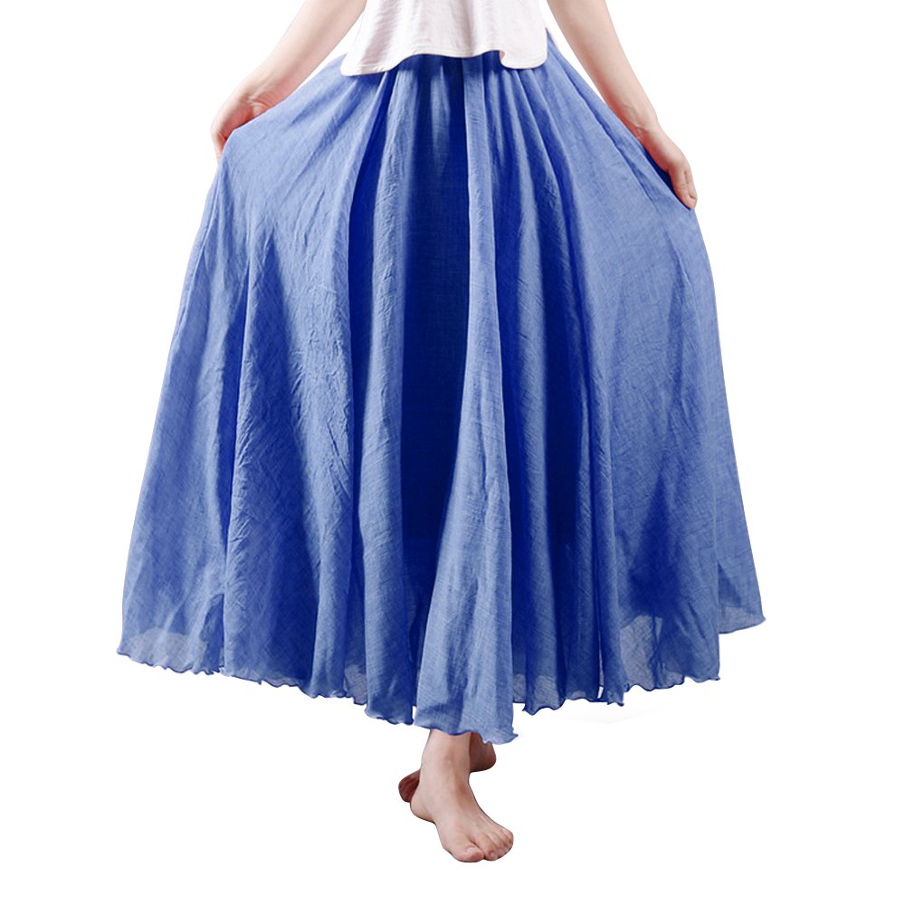 OCHENTA Boho Cotton Maxi Skirts Flowy Long A Line Skirt for Women S-L&Girls