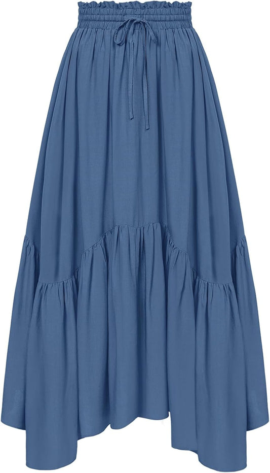 Scarlet Darkness Maxi Skirts for Women Flowy Boho Renaissance Skirt