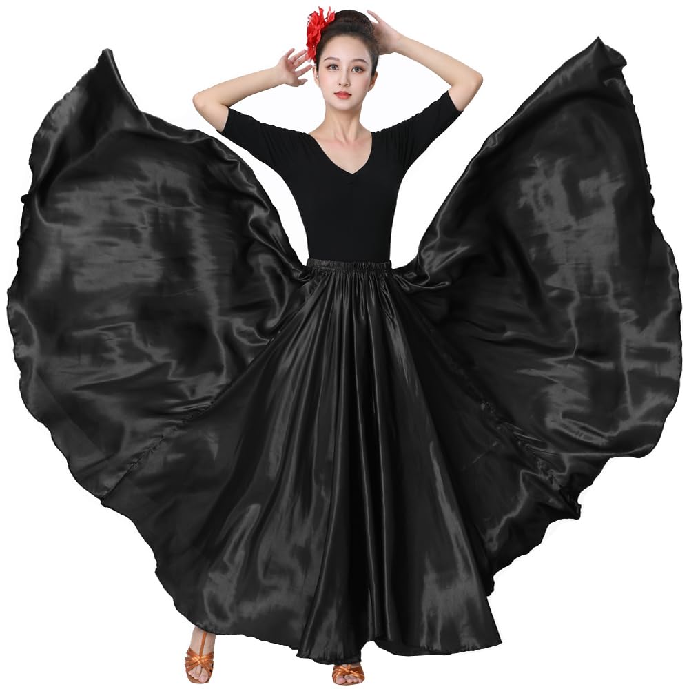 Womens Full Flowy Ankle Length Retro Long Maxi Tea Dance Skirt