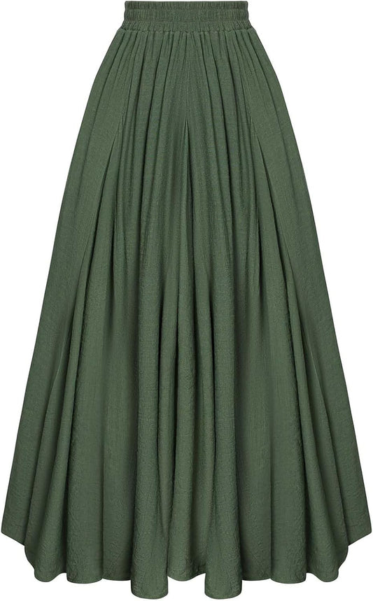 Scarlet Darkness Maxi Skirts for Women Long Flowy Boho Renaissance Skirt