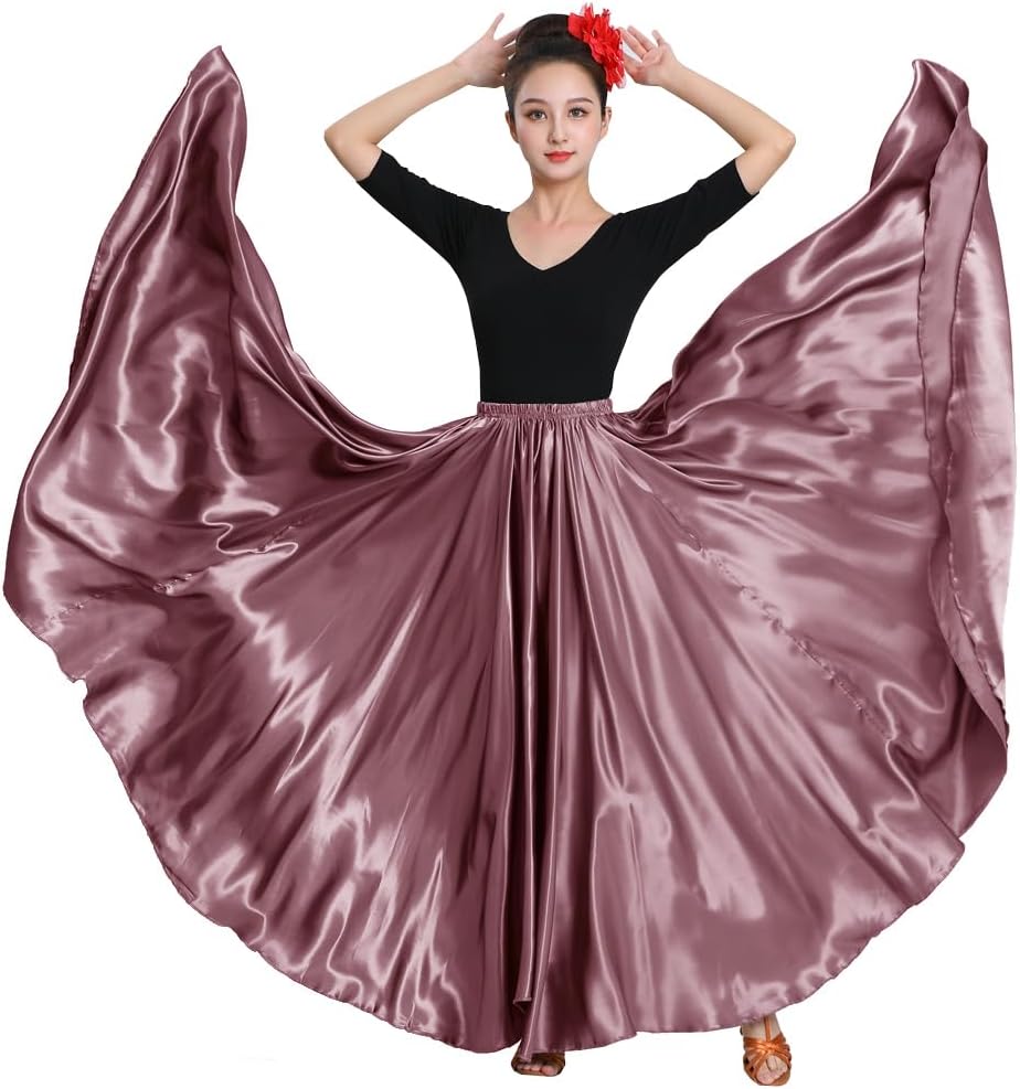 Womens Full Flowy Ankle Length Retro Long Maxi Tea Dance Skirt