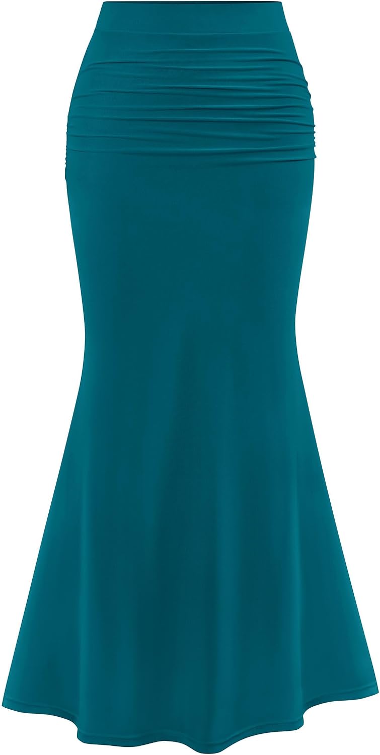 PRETTYGARDEN Maxi Skirts for Women Bodycon Mermaid Mesh Skirt