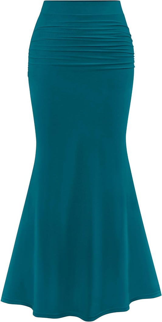 PRETTYGARDEN Maxi Skirts for Women Bodycon Mermaid Mesh Skirt