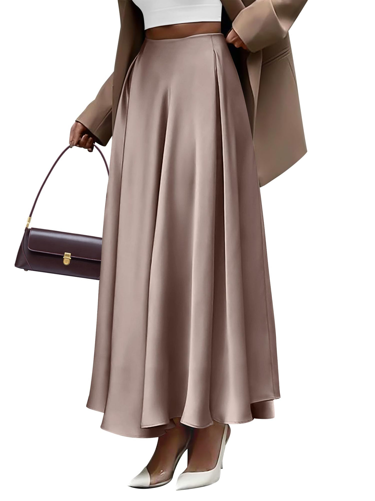 BTFBM Satin Maxi Skirts for Women Fall 2026