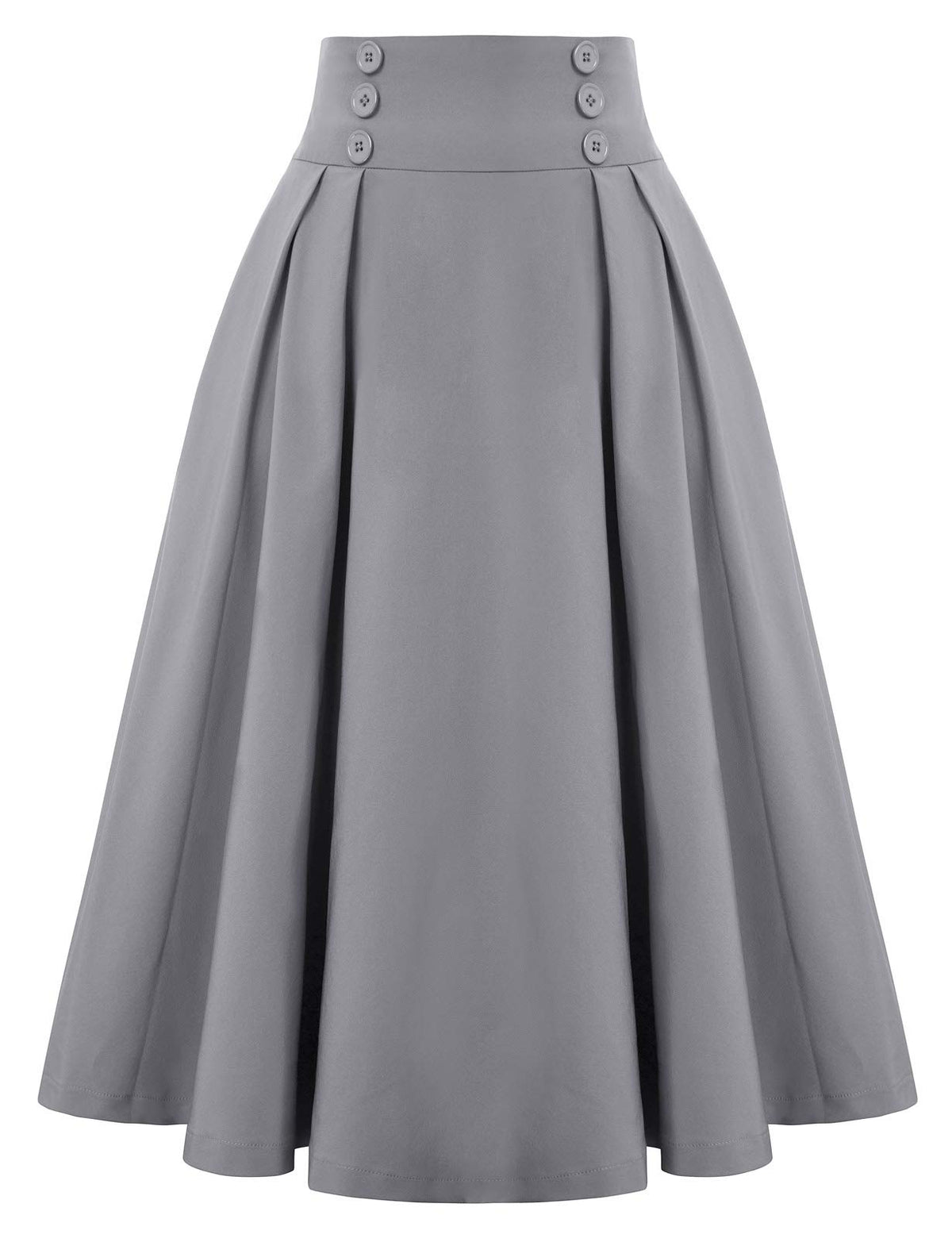 Belle Poque Women's Midi Pleated A-Line Skirts Pockets