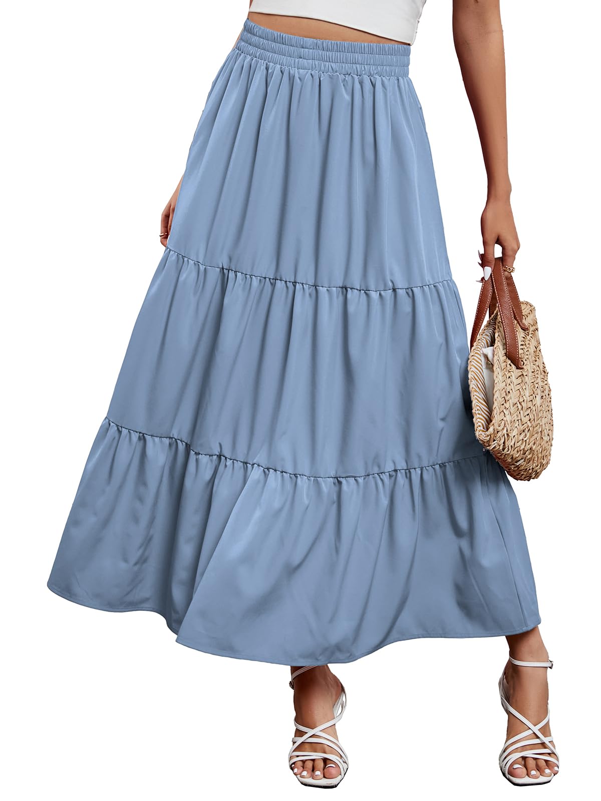 Arolina Maxi Skirts for Women Summer Boho Flowy Tiered Long Beach Skirt