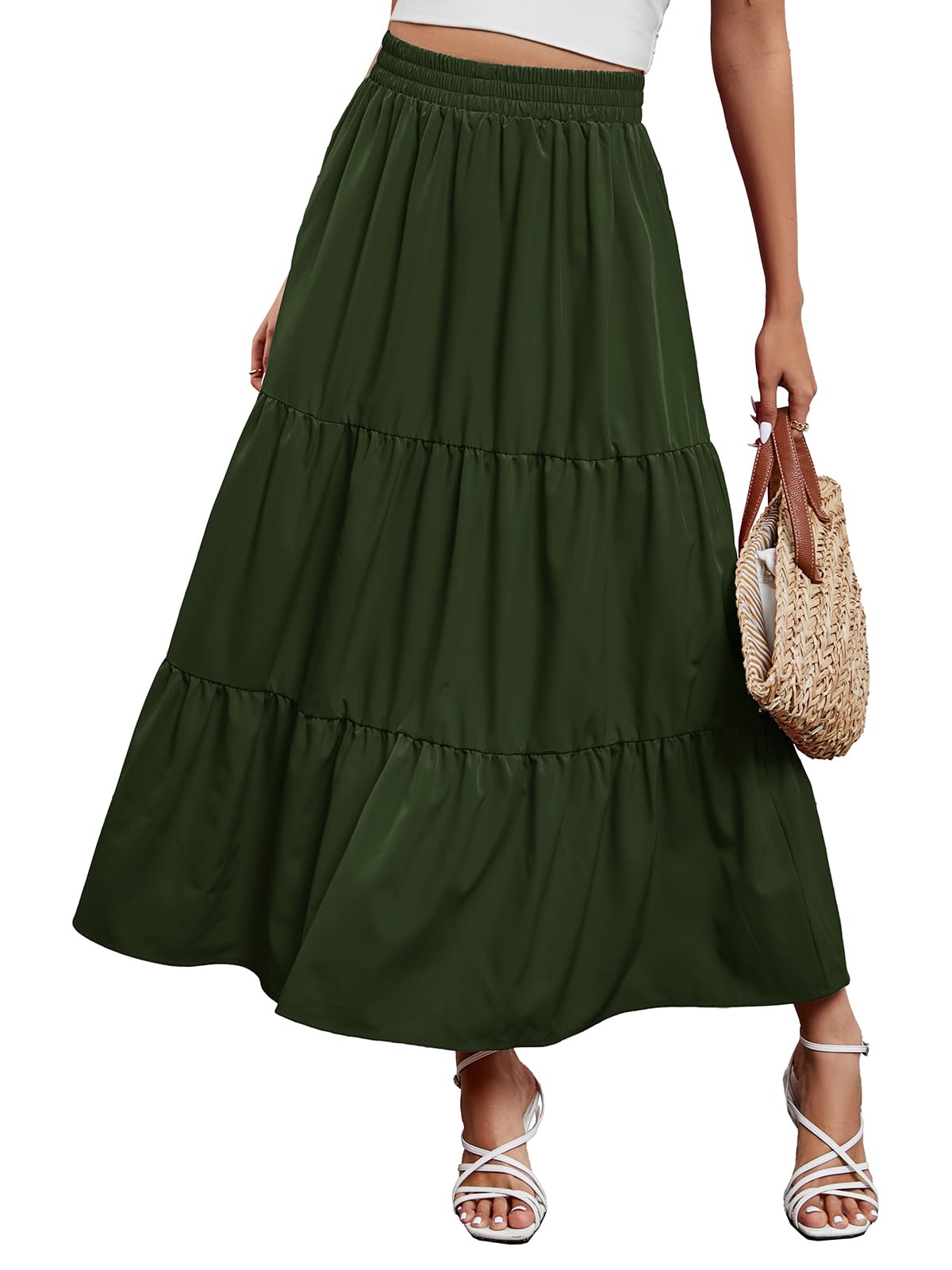 Arolina Maxi Skirts for Women Summer Boho Flowy Tiered Long Beach Skirt