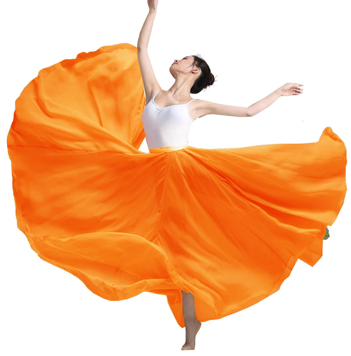 Women's Lyrical Dance Skirt Gradient Color Chiffon Long Swing Sheer Wrap Skirts for Modern Ballet Performance