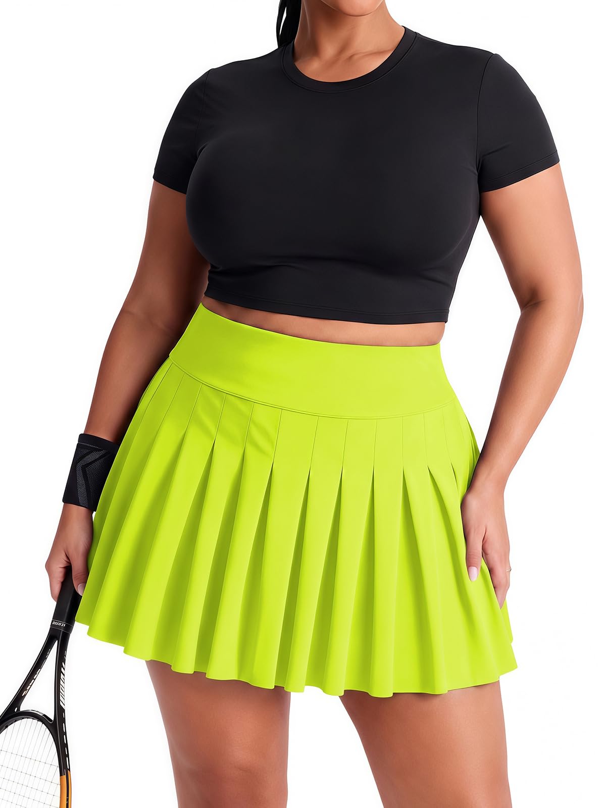 Moon Wood Women's Plus Size Pleated Tennis Skirt with Shorts High Waisted Lightweight Athletic Golf Skorts Workout Skirts
