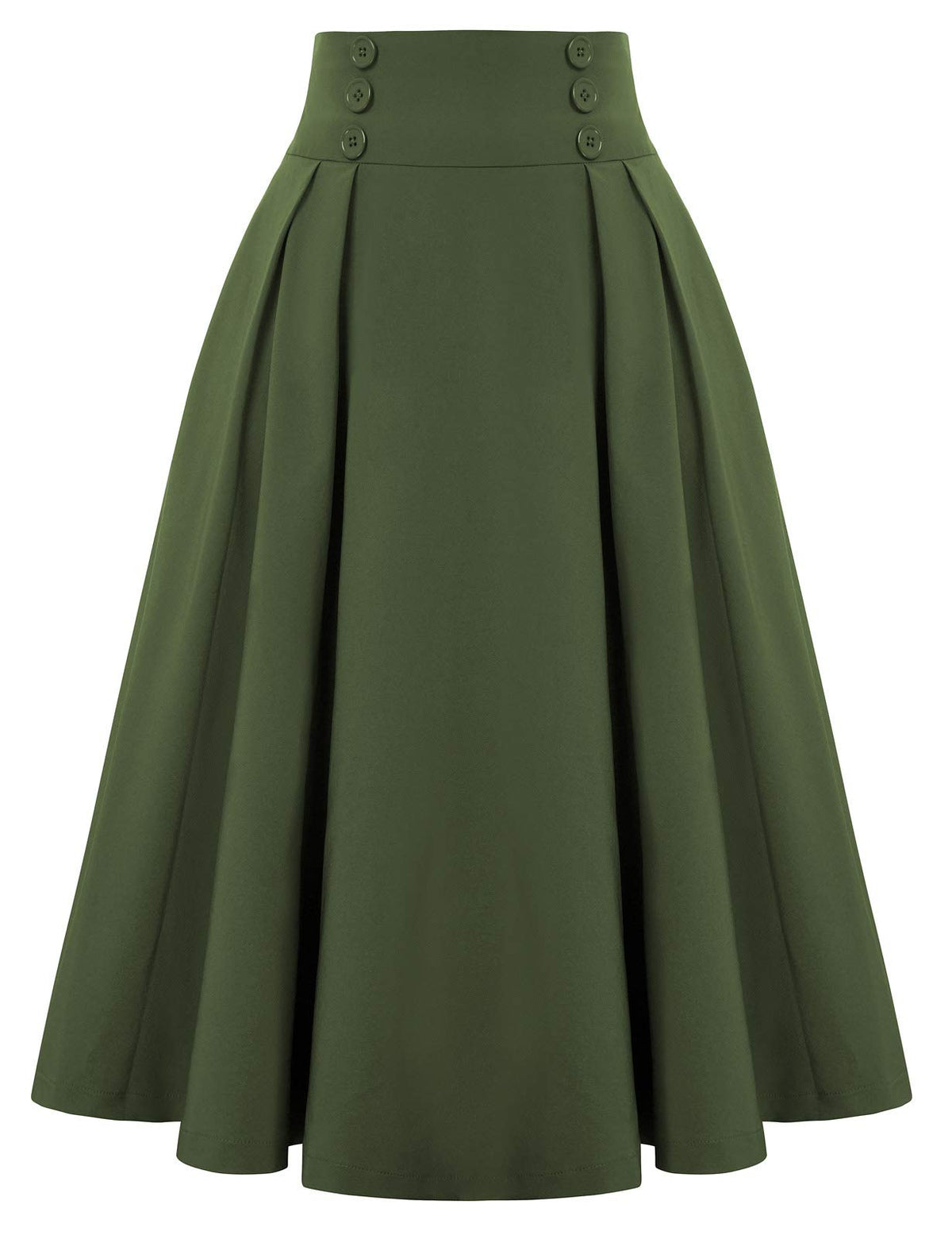 Belle Poque Women's Midi Pleated A-Line Skirts Pockets