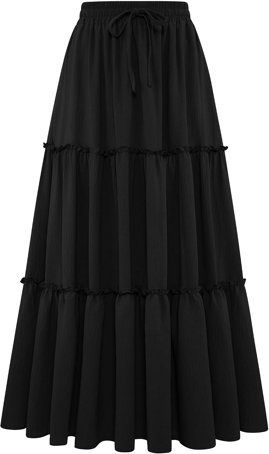 Arolina Women's Summer Maxi Skirt Trendy High Waist Pleated Ruffle Long Skirts Flowy Beach Boho Skirt Dress with Pockets