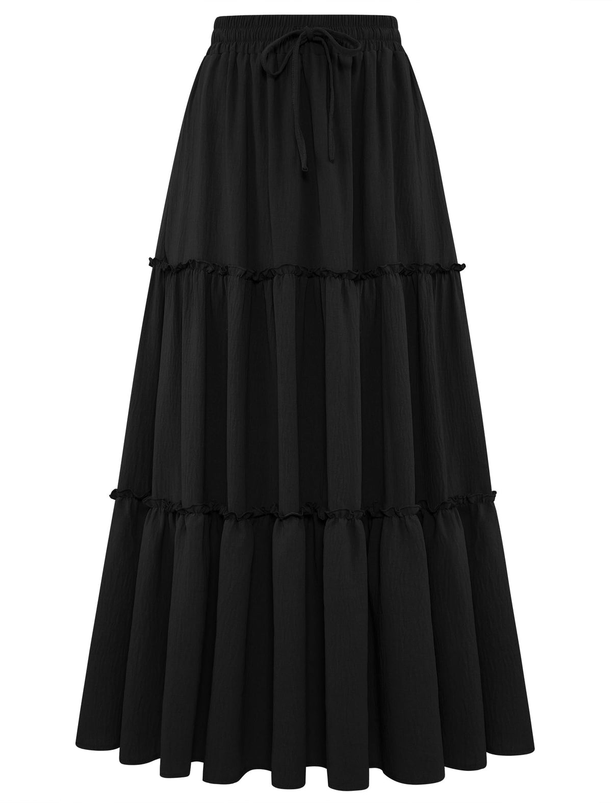 Arolina Women's Summer Maxi Skirt Trendy High Waist Pleated Ruffle Long Skirts Flowy Beach Boho Skirt Dress with Pockets
