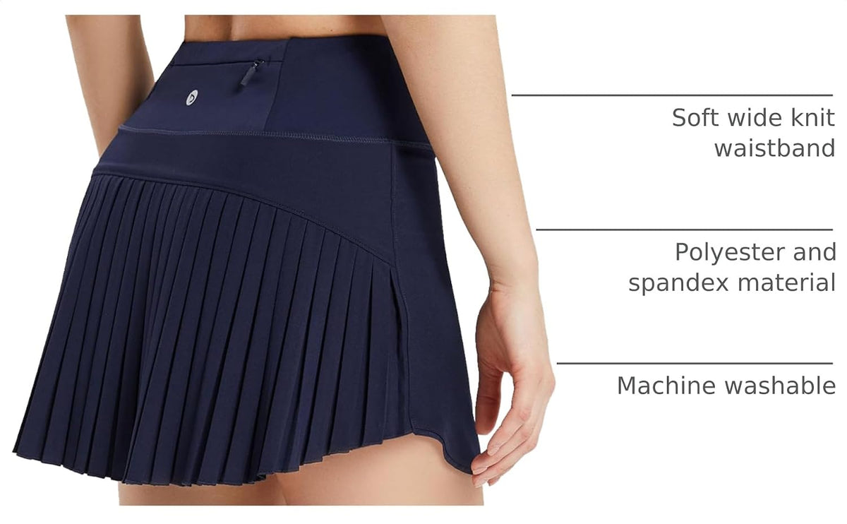 baleaf Tennis Skirt Pleated Golf Skorts with 3 Pockets