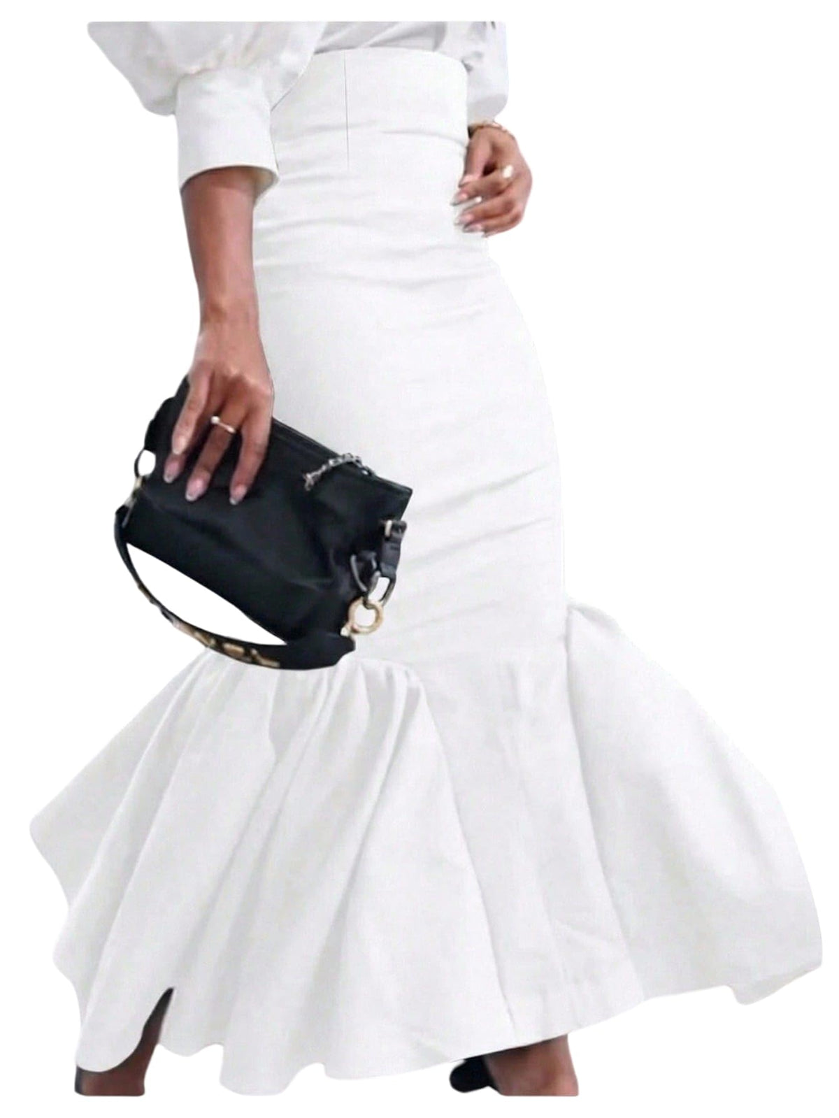 GORGLITTER Women's Ruffle Maxi Pencil Skirts High Waisted Long Skirt