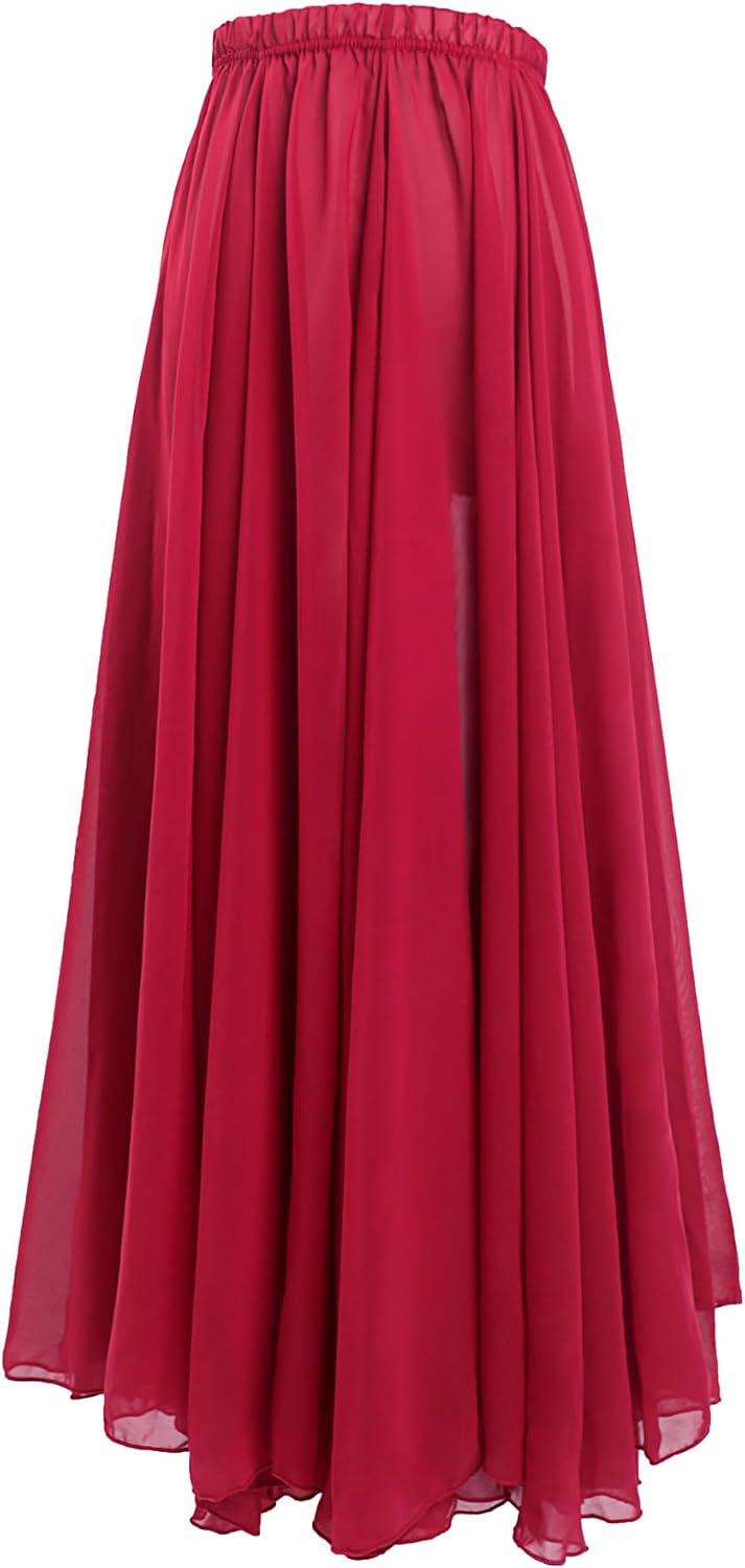 720 Degree Lyrical Dance Skirt for Women, Elastic Waist Long Dance Skirt for Ballet Belly Photography Performance