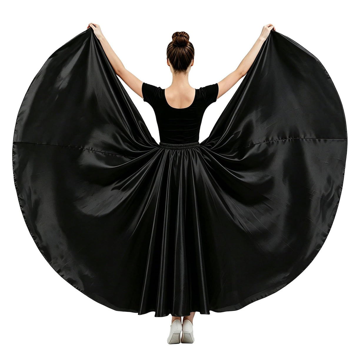 Womens Satin Long Maxi Dance Skirt with 360 & 540 Degrees for Performance Daily Wear