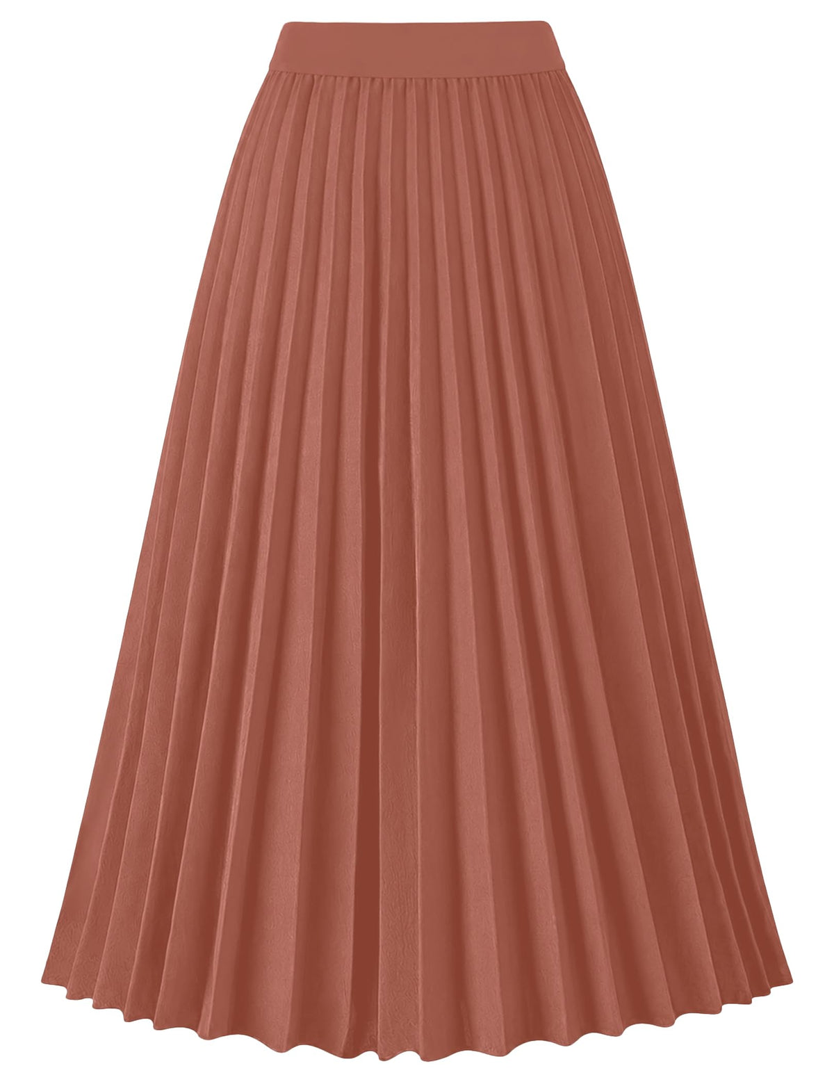 Pleated Midi Skirts for Women High Waist Knee Length Skirt