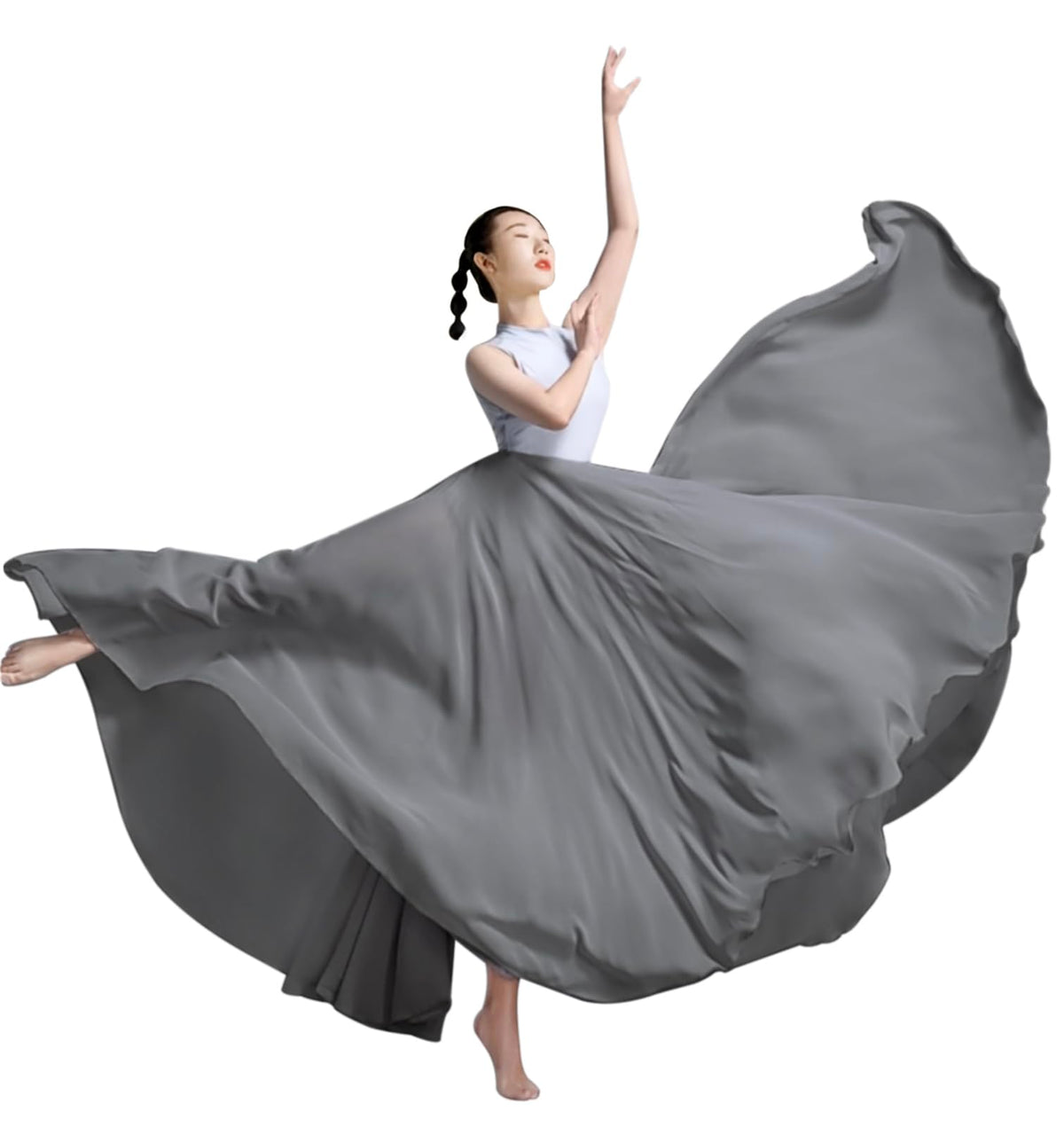 Z&X Women's Lyrical Dance Skirt Gradient Color Chiffon Long Swing Sheer Wrap Skirts for Modern Ballet Performance