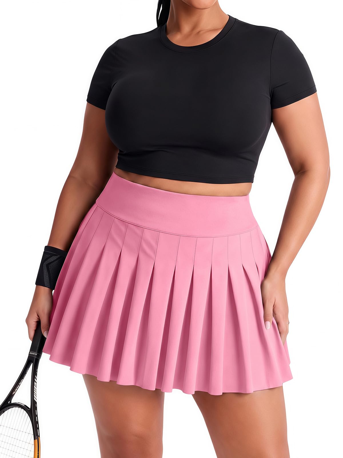 Moon Wood Women's Plus Size Pleated Tennis Skirt with Shorts High Waisted Lightweight Athletic Golf Skorts Workout Skirts
