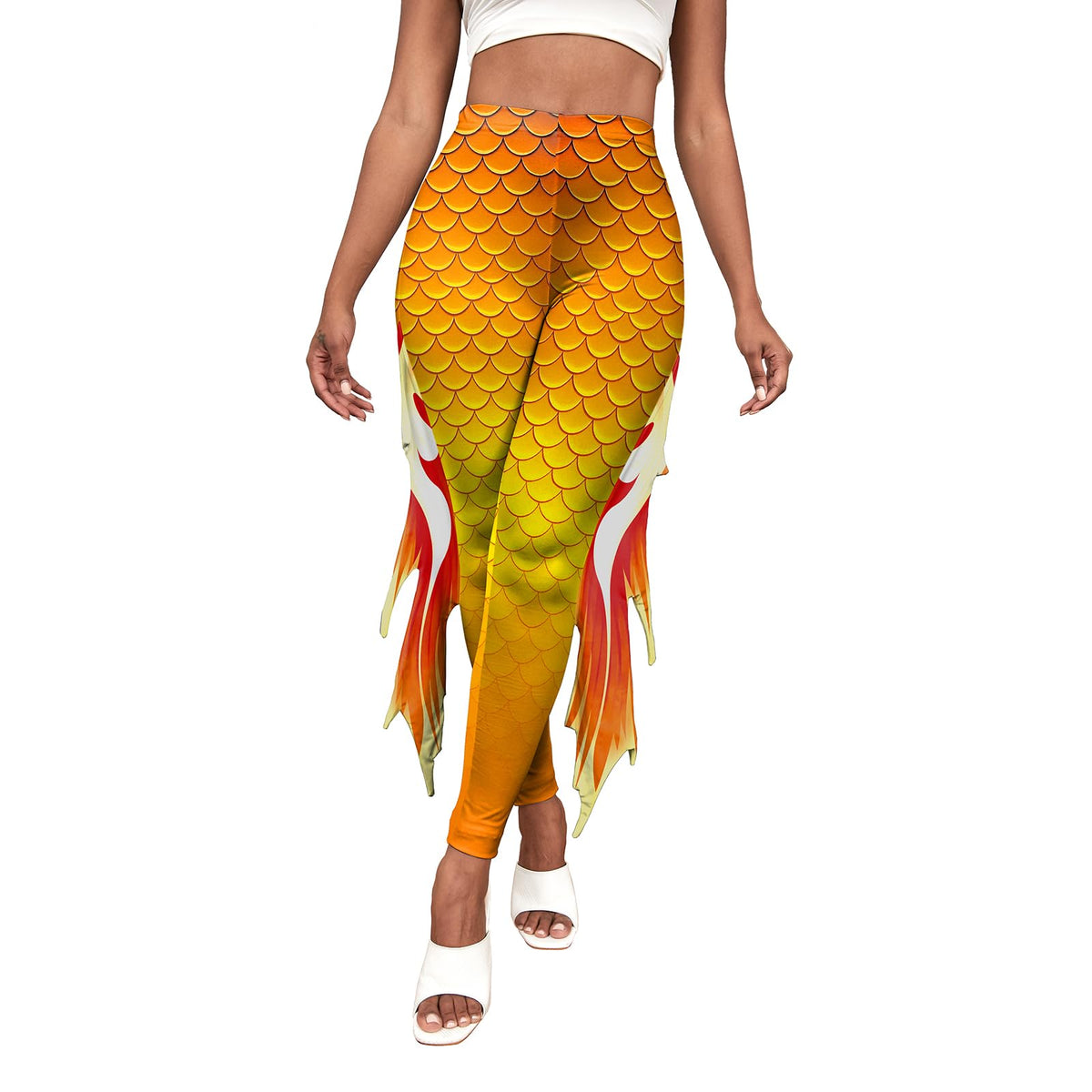 color cosplayer Mermaid Yoga Print Leggings for Women Plus Size Fish Scale High Waisted Pants Halloween Costume Tights