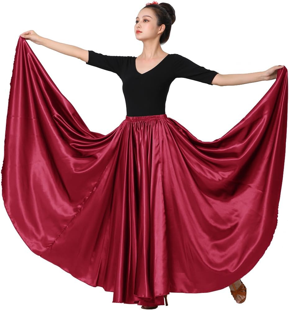 Womens Full Flowy Ankle Length Retro Long Maxi Tea Dance Skirt