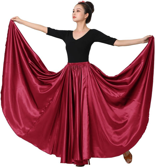 Womens Full Flowy Ankle Length Retro Long Maxi Tea Dance Skirt