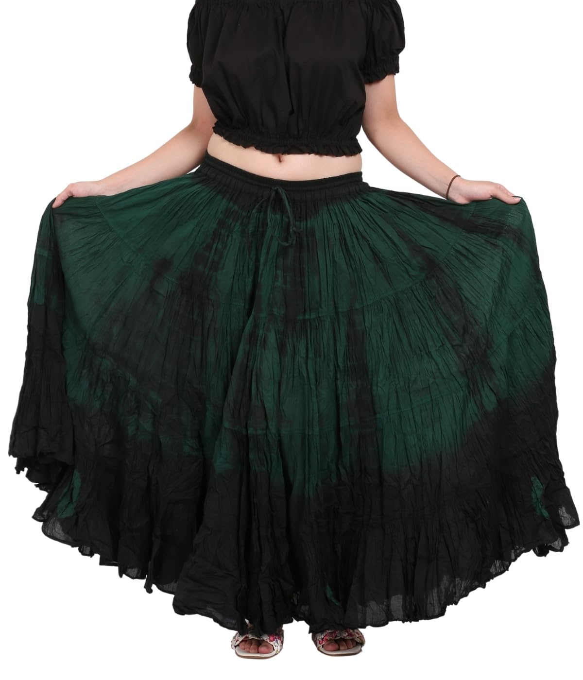 Wevez Women's 25 Yard Casual High Waist Long Maxi Skirt with Elastic Waistband Flared Cotton Skirts for Women