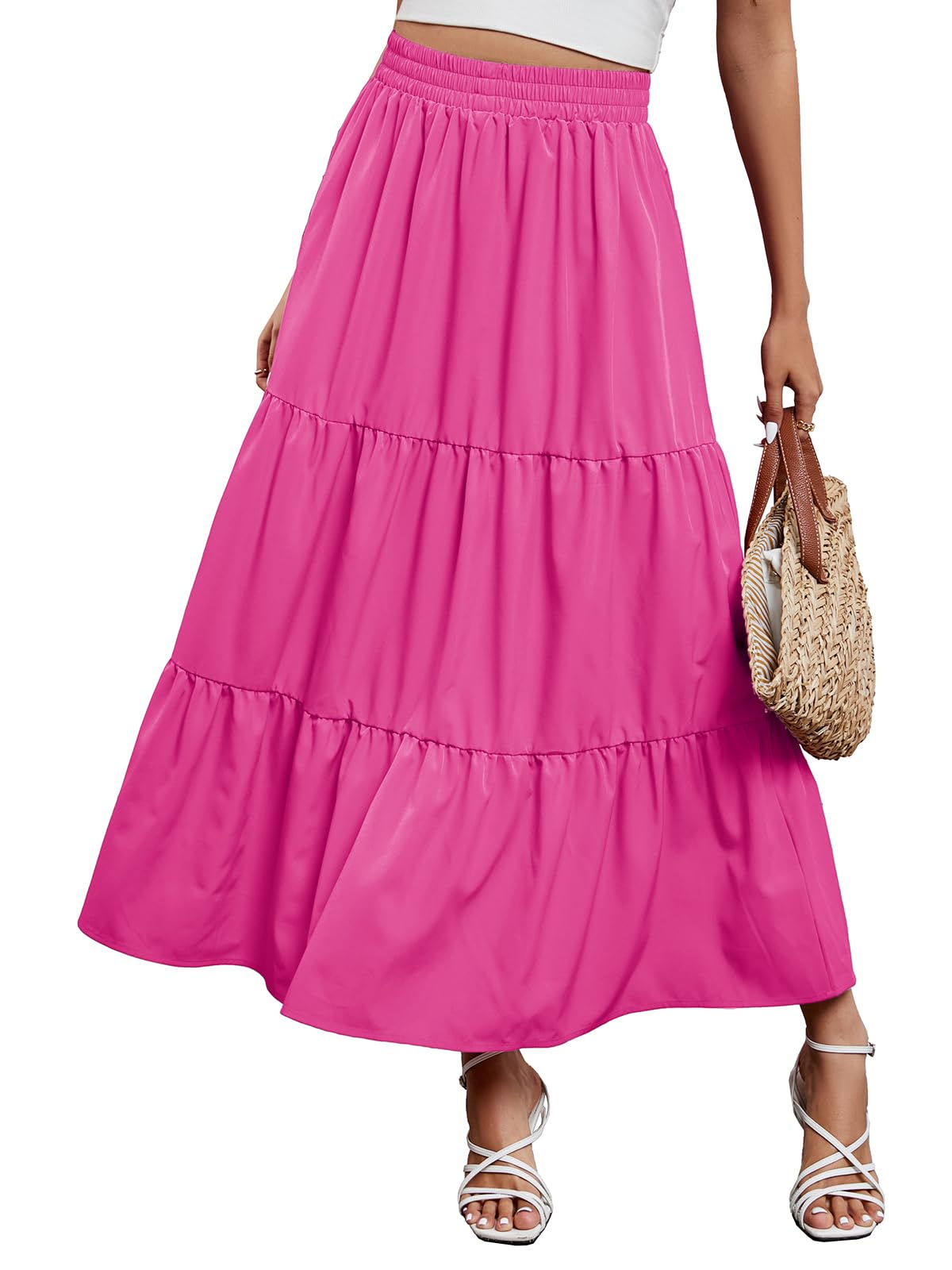 Arolina Maxi Skirts for Women Summer Boho Flowy Tiered Long Beach Skirt