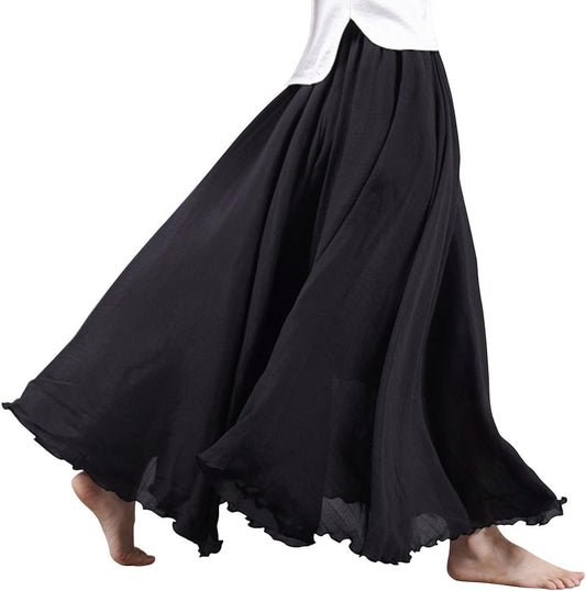 OCHENTA Boho Cotton Maxi Skirts Flowy Long A Line Skirt for Women S-L&Girls