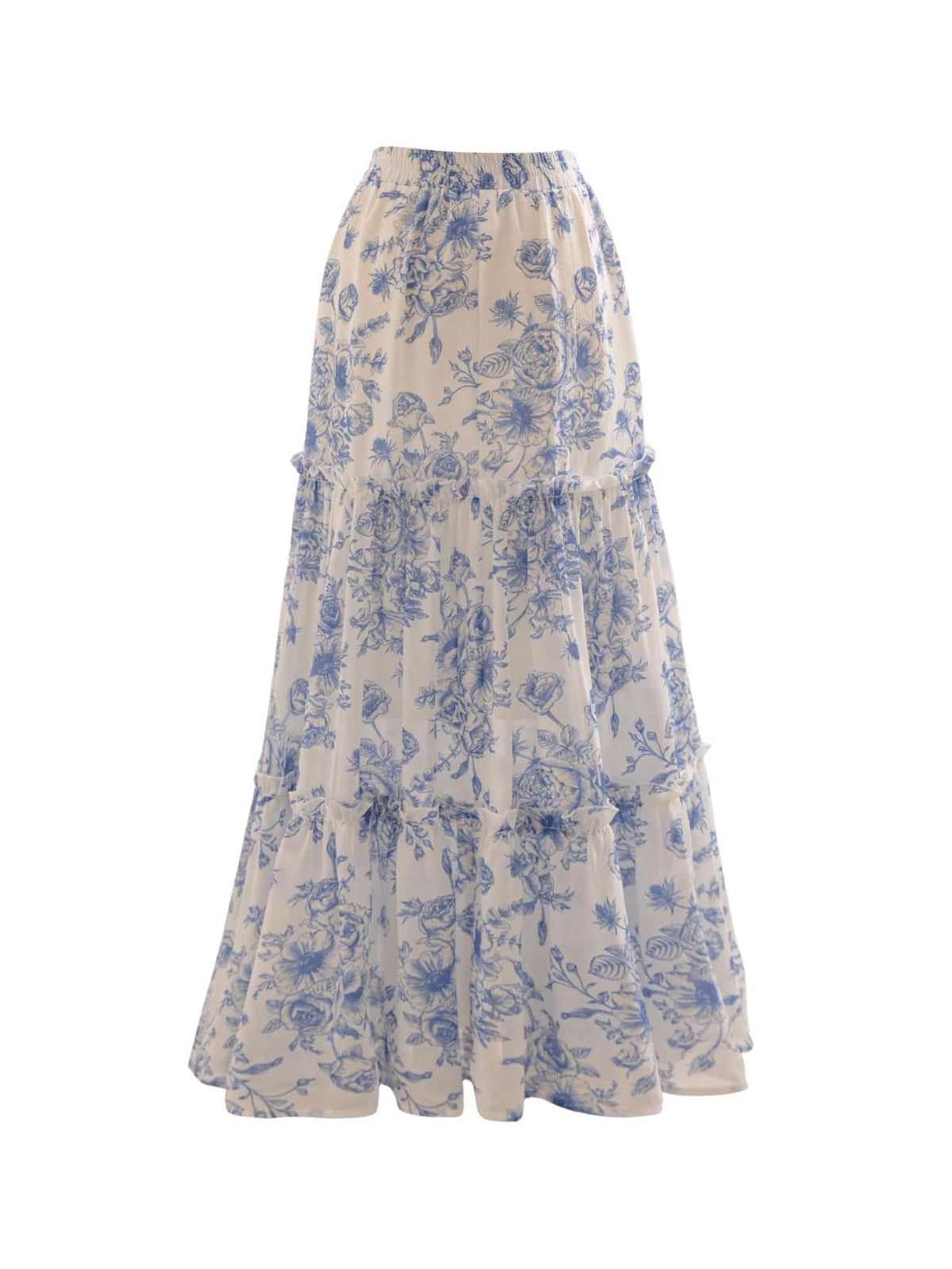 Verdusa Women's Floral Print Tiered Layered Long Skirt High Rise Ruffled Maxi Skirt