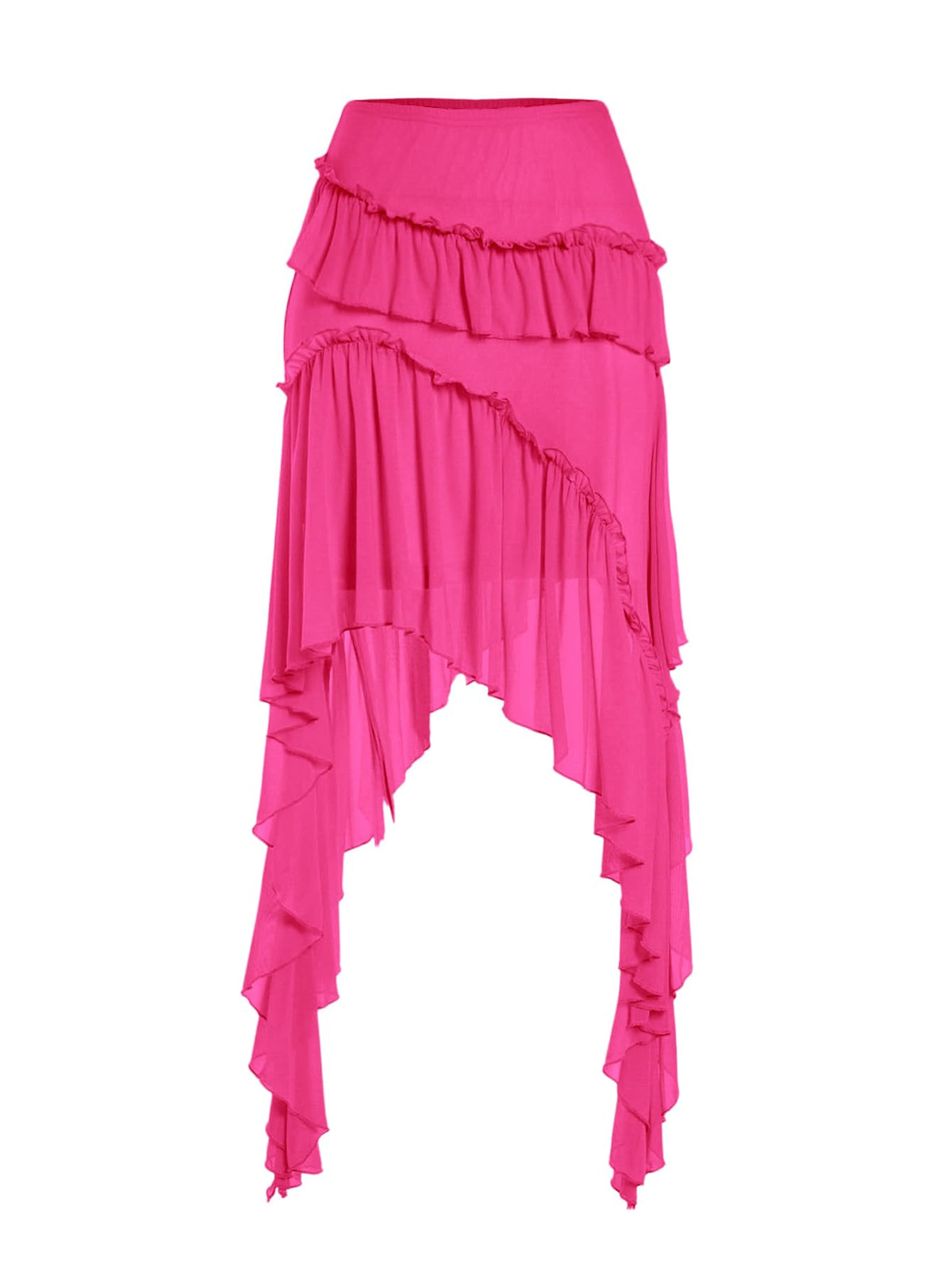Verdusa Womens Boho Flowy Asymmetrical Skirt Ruffle Country Concert Outfits