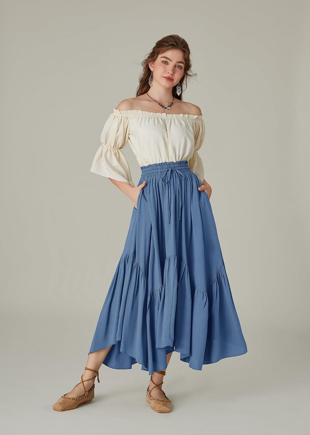 Scarlet Darkness Maxi Skirts for Women Flowy Boho Renaissance Skirt