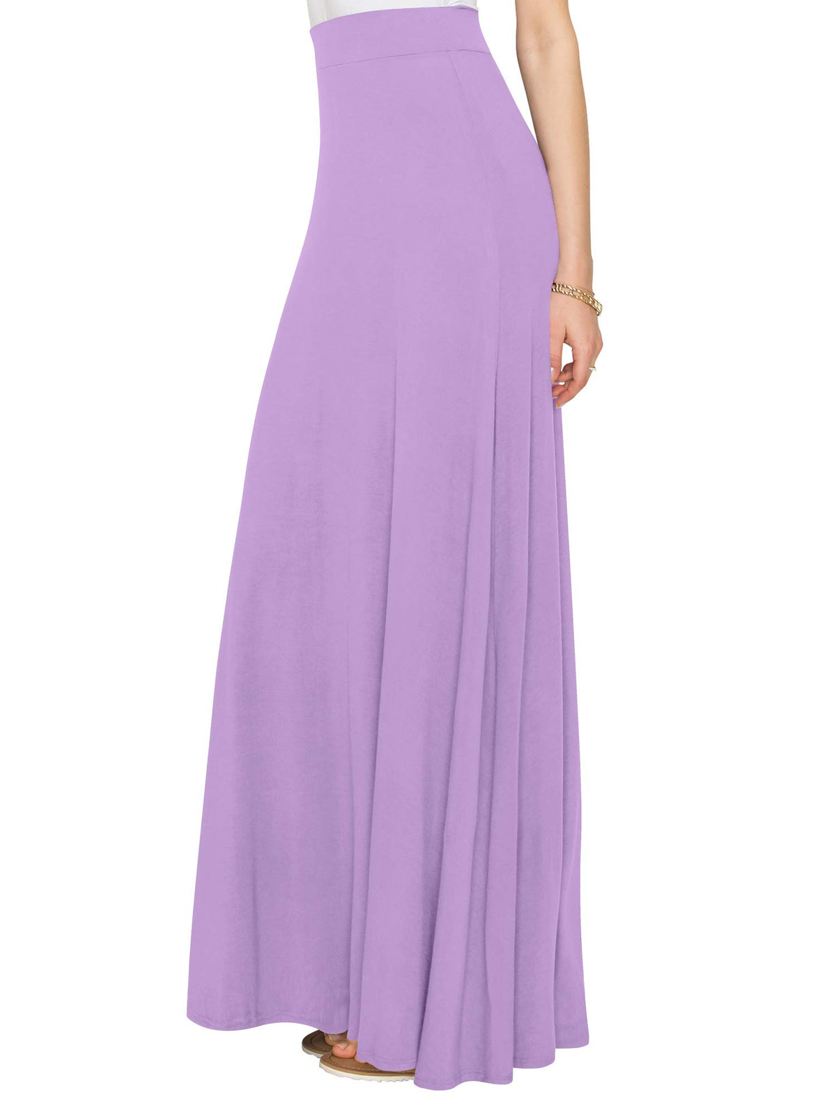 Lock and Love Women's Casual Comfy Stylish High Waist Flare Long Maxi Skirt – Available in Print & Solid Options