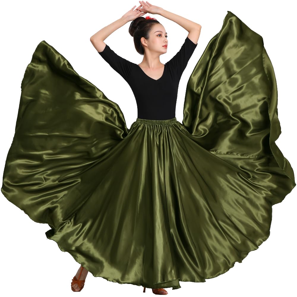 Womens Full Flowy Ankle Length Retro Long Maxi Tea Dance Skirt