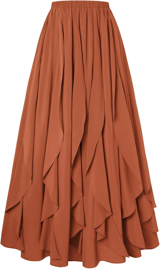 Scarlet Darkness Womens Maxi Skirt Boho Renaissance Long Flowy Skirts