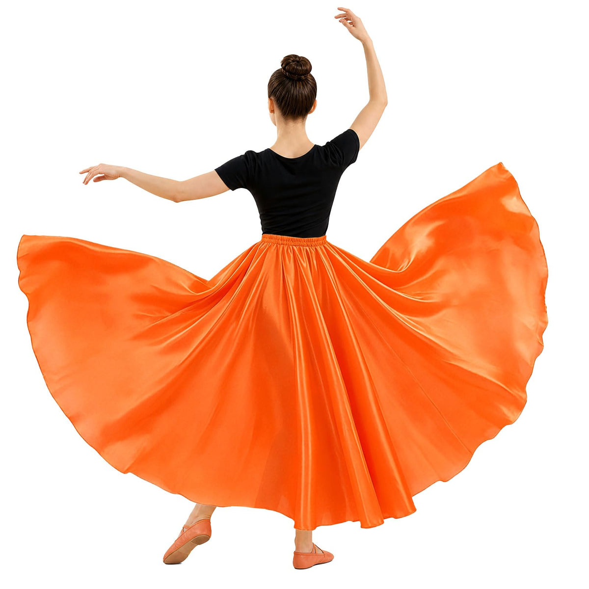 Womens Satin Long Maxi Dance Skirt with 360 & 540 Degrees for Performance Daily Wear