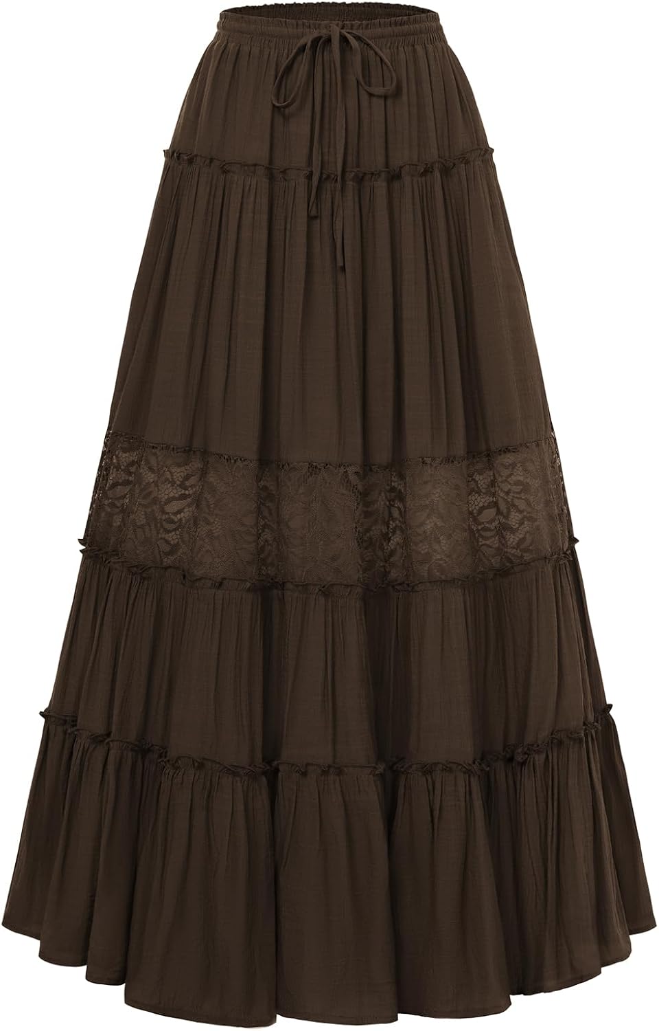 Scarlet Darkness Women's Boho Maxi Skirts Flowy Lace Long Renaissance Skirt