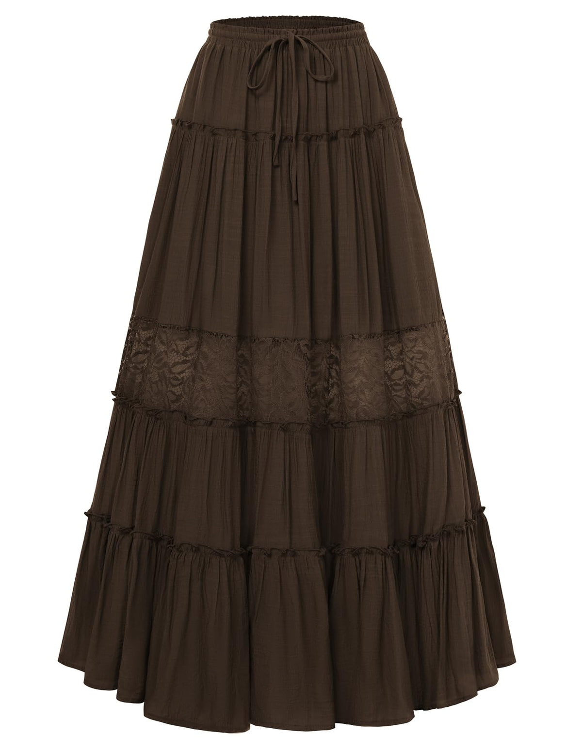 Scarlet Darkness Women's Boho Maxi Skirts Flowy Lace Long Renaissance Skirt