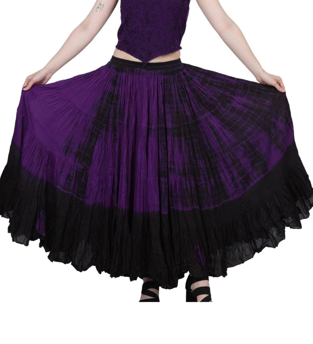 Wevez Women's 25 Yard Casual High Waist Long Maxi Skirt with Elastic Waistband Flared Cotton Skirts for Women