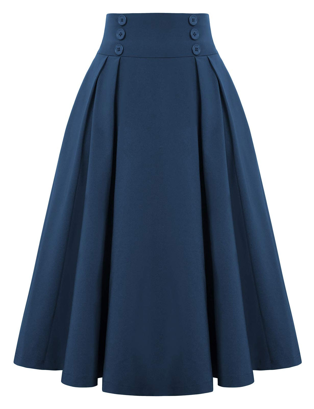 Belle Poque Women's Midi Pleated A-Line Skirts Pockets