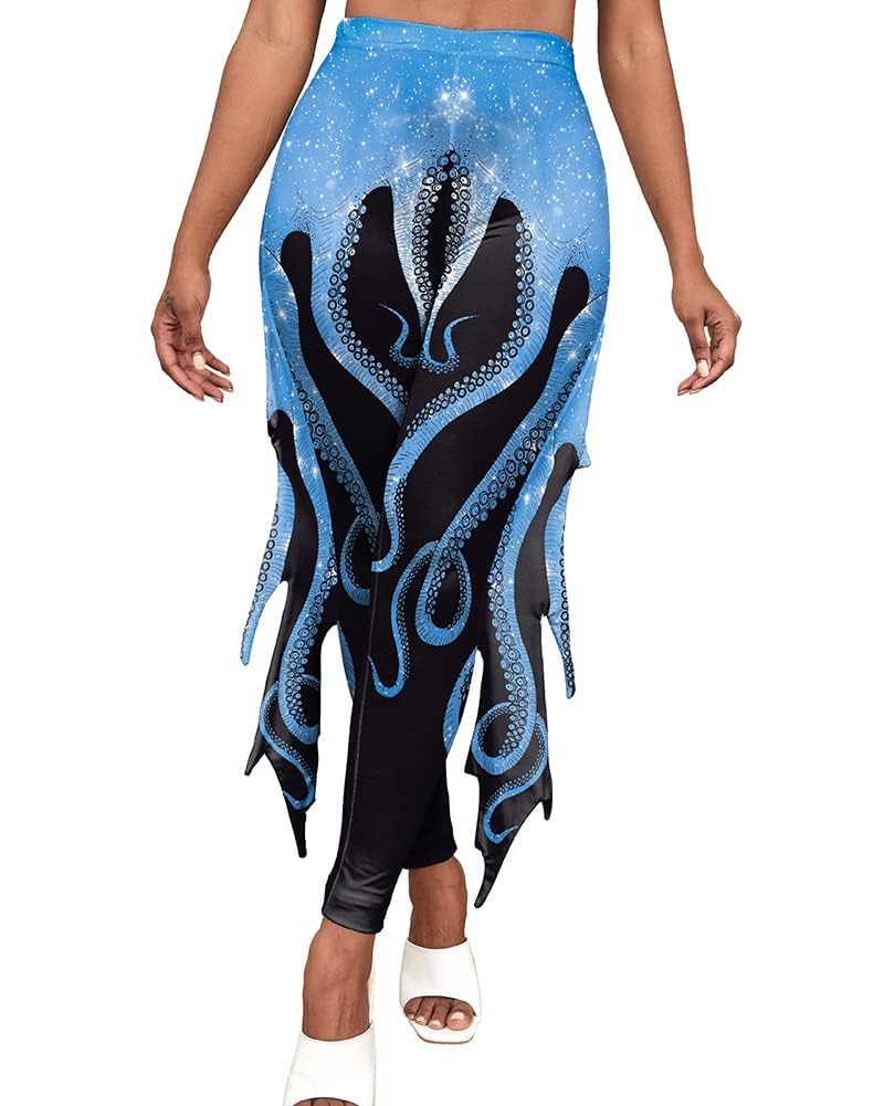 color cosplayer Mermaid Yoga Print Leggings for Women Plus Size Fish Scale High Waisted Pants Halloween Costume Tights