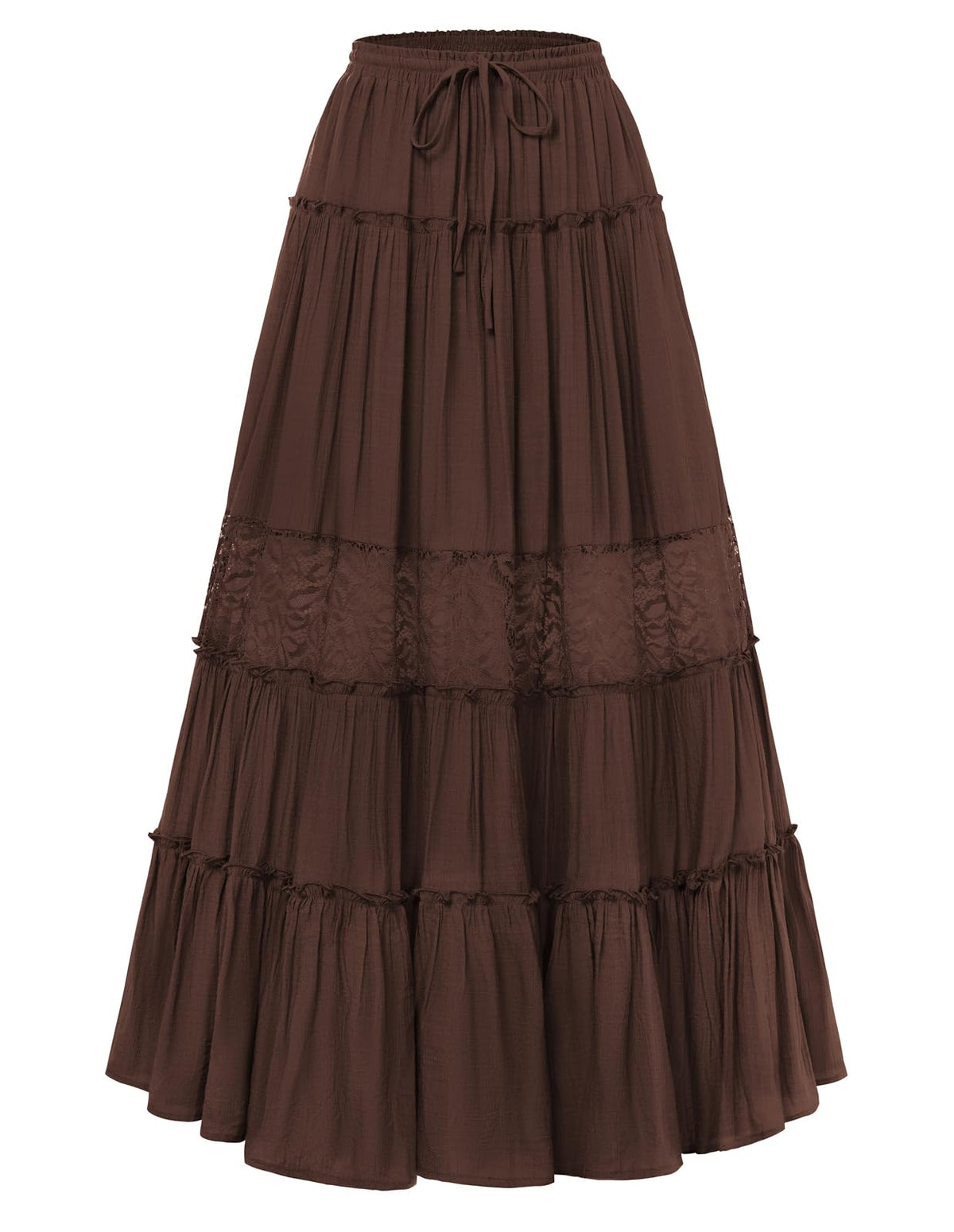 Scarlet Darkness Women's Boho Maxi Skirts Flowy Lace Long Renaissance Skirt